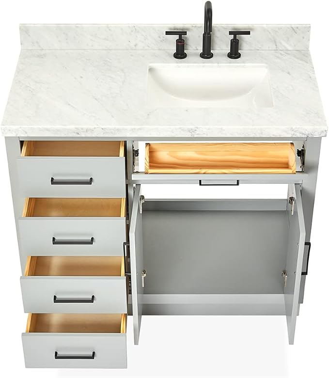 ARIEL Hepburn 43 Inch Single Sink Bathroom Vanity in Gray, 1.5 Edge Italian - Image 5