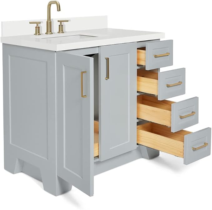ARIEL 37" Grey Bathroom Vanity - Image 6
