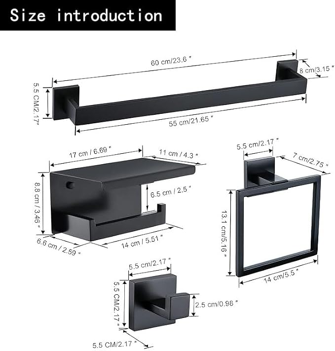 10 Pack Matte Black Bathroom Hardware Set - Image 6
