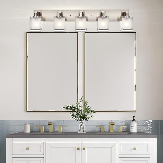 5-Lights Bathroom Vanity Light Fixtures, Modern Brushed Nickel Wall Sconce - Image 5