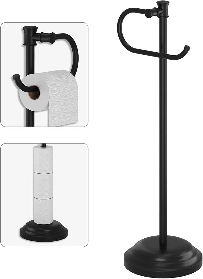 BESy Toilet Paper Holder Free Standing Bathroom Toilet Tissue Holder Stand by BESy