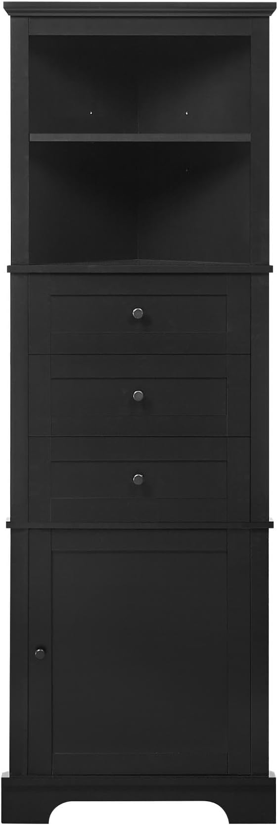 Storage Corner Cabinet with 3 Drawers and Door, Tall Line Pantry Home Space - Image 8