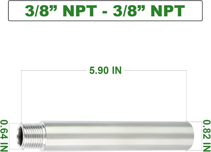 TAISHER 2PCS Stainless Steel Pipe Fittings, 3/8" NPT Male x 3/8" NPT Female - Image 4