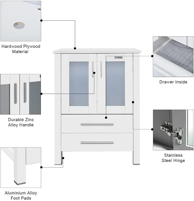 eclife 84" Modern Bathroom Vanity Sink Combo Freestanding Cabinet - Image 4
