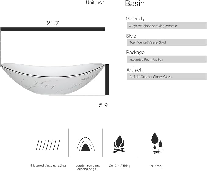 48" White Bathroom Vanity with Marble Texture Top and 4 Drawers, Modern - Image 5