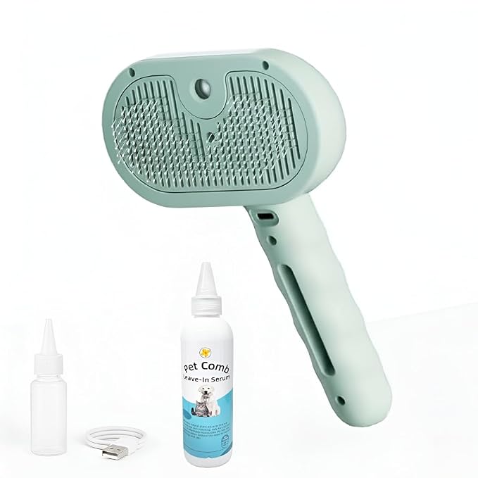 Pet Steam Brush for Dog & Cat, 3 in 1 Spray Hair Removal Comb for Shedding & - Image 2