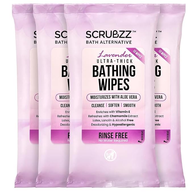 Extra Large Bath Wipes for Adults Bathing No Rinse by Scrubzz