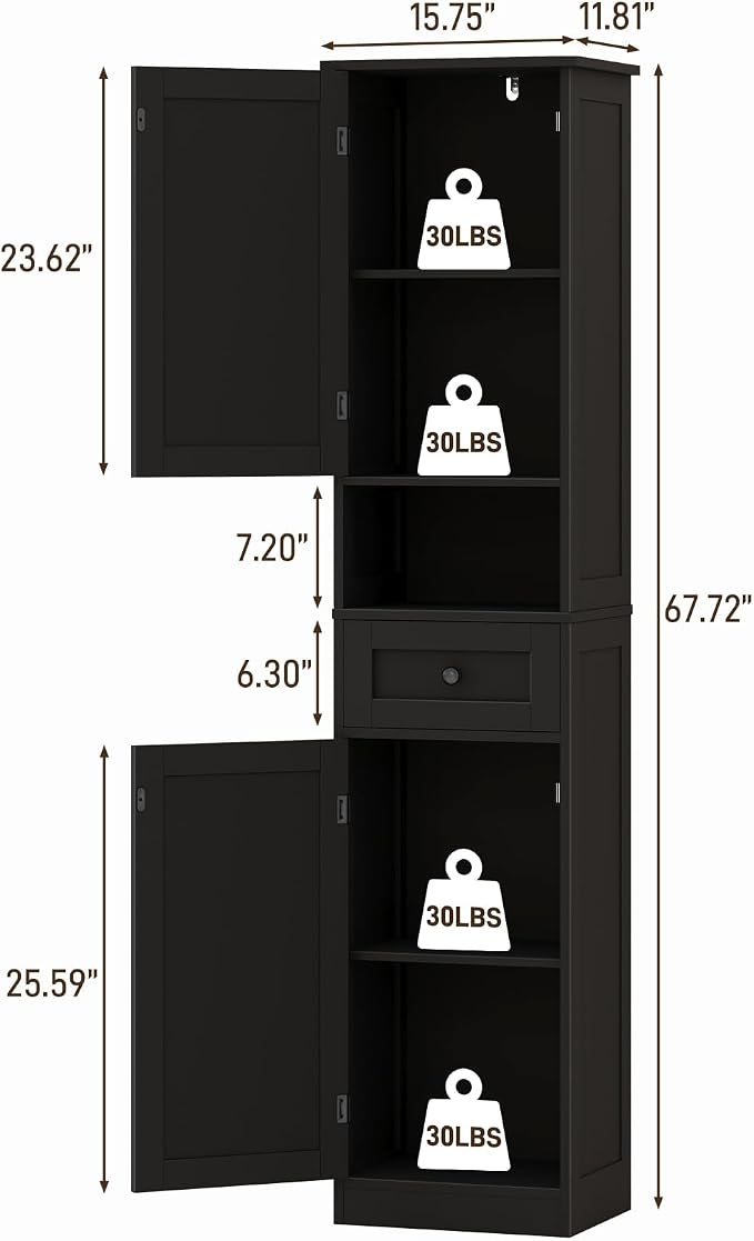 67" H Tall Bathroom Cabinet, Narrow Storage Cabinet - Image 2