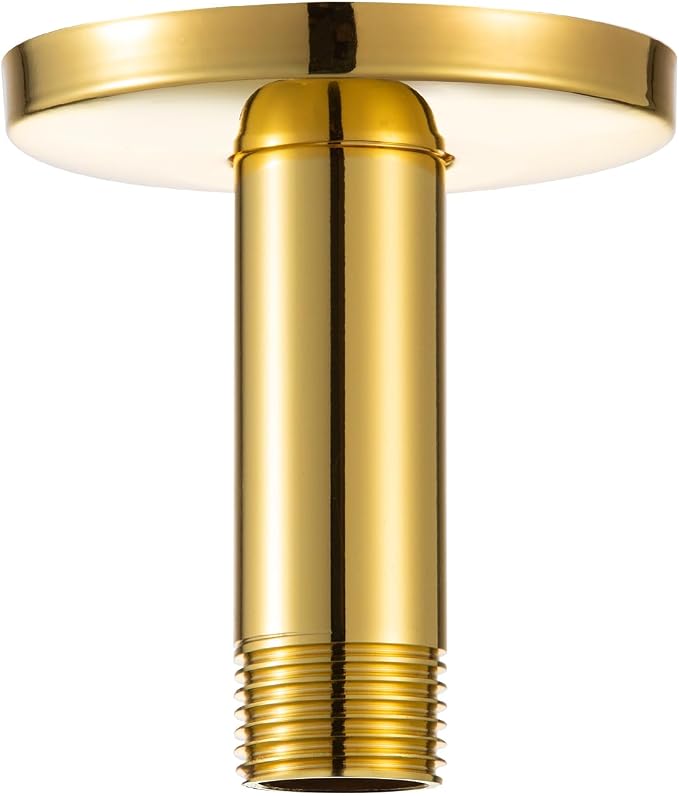 OFFO Shower Arm with Flange, Bright Gold 3 in Ceiling Mount Replacement Rain by OFFO