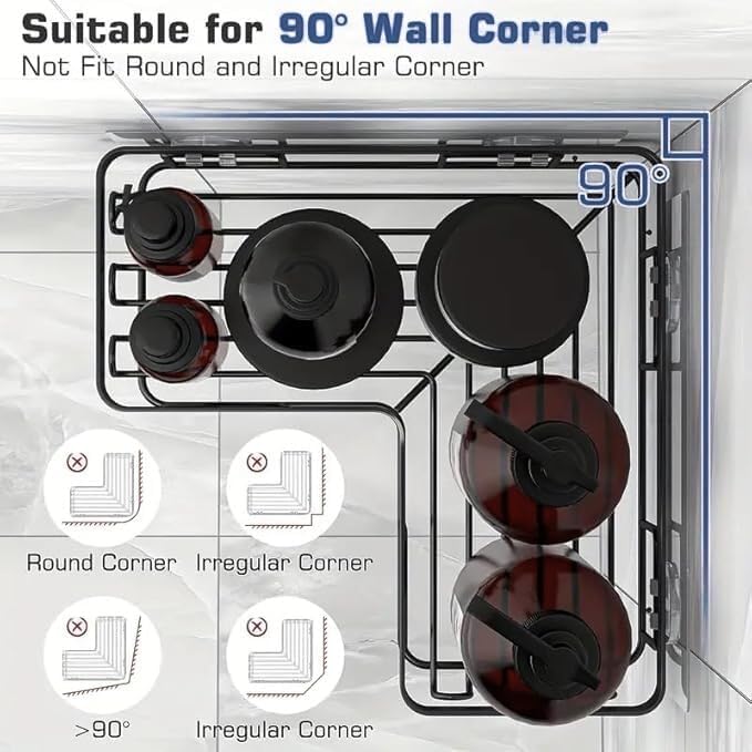 Shower Caddy Corner Shelf with Soap Holder, No Drill Adhesive Wall Mounted with - Image 5