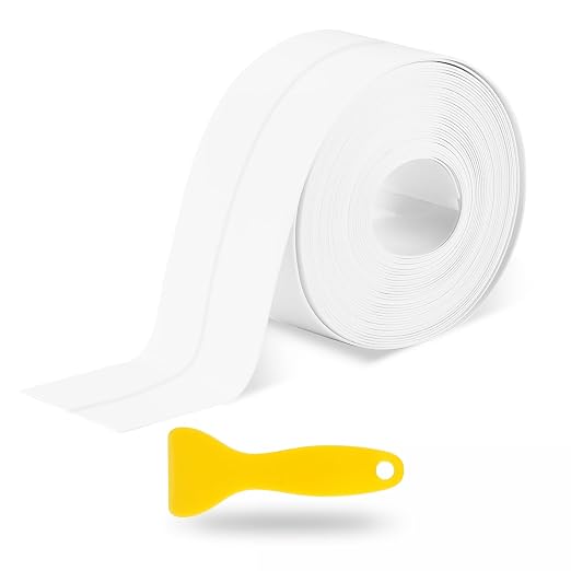 White Caulk Tape Self Adhesive Waterproof 1.97" x26.25Ft, Bathroom Peel & Stick by BLISSIQUEE