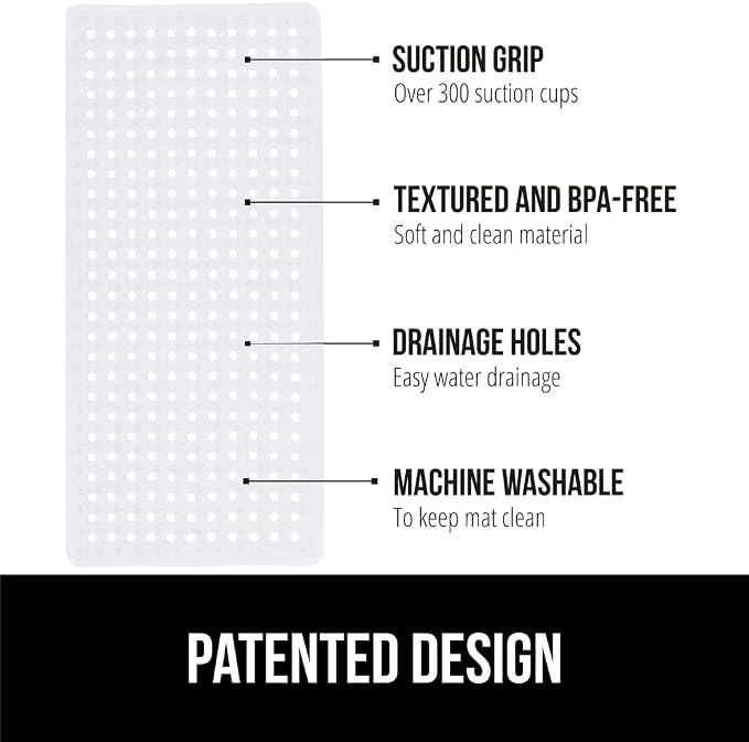 GORILLA GRIP Patented Bath Tub Shower Mat, 2 Pack, Machine Washable Bathtub - Image 2