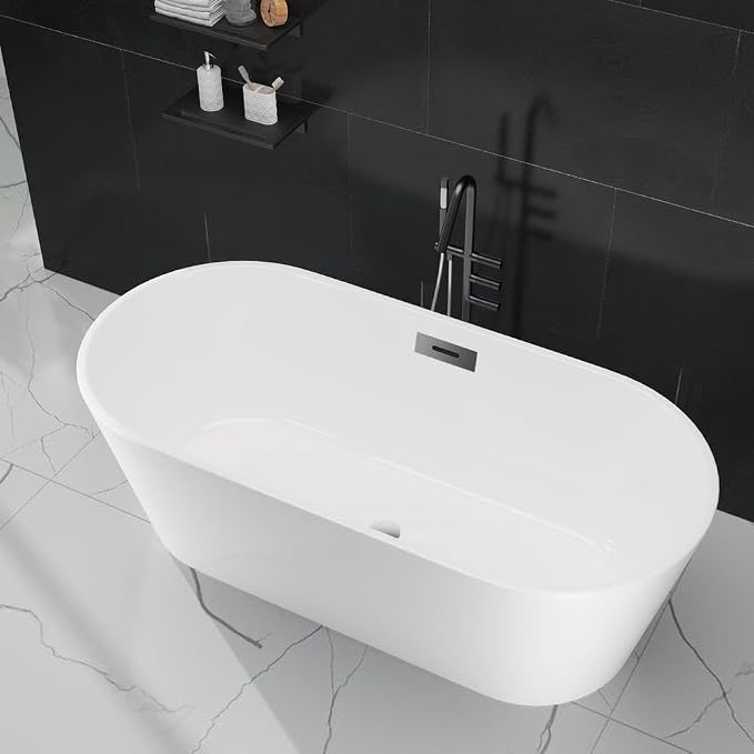 67 Inch Acrylic Soaking Bathtub, Modern Stand Alone Tub by Garvee