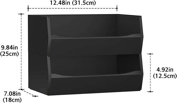 2 Set Open Front Stackable Storage Bins, Bamboo Stacking Storage Bins Food - Image 5