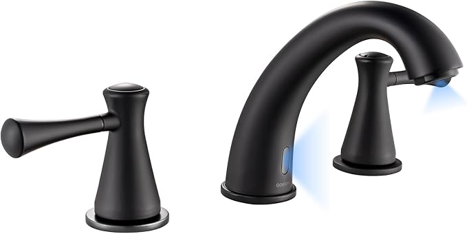 Touchless Bathroom Faucet for 3 Holes 3 Handles, Controlling Temperature & by GOESMO
