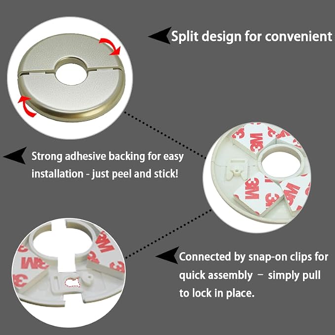1 Piece Wall Split Flange, Self-Adhesive Escutcheon Plate - Image 4