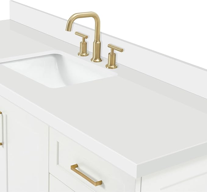 ARIEL Taylor 67" White Bathroom Vanity, 1.5" Edge Pure White Quartz Countertop - Image 6