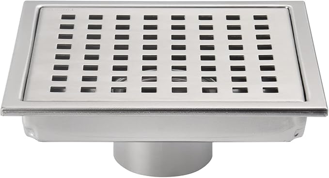 6 Inch Square Shower Floor Drain, Grille by DEOKXZBathroomMall