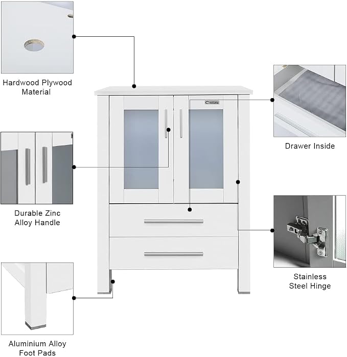 eclife 48" Modern Bathroom Vanity Sink Combo Freestanding Cabinet - Image 4