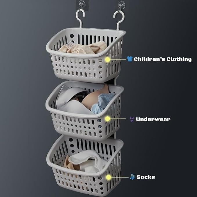 Hanging Bathroom Storage Basket – Wall-Mounted Plastic Organizer Bin - Image 7