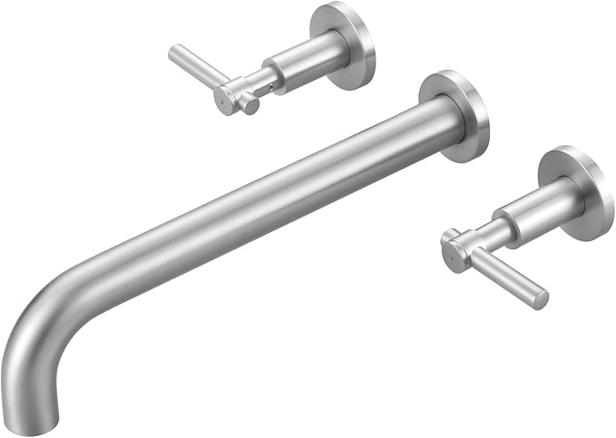 ALEASHA Wall Mount Tub Filler Tub Faucet High Flow Bathtub Faucets Two Handles by ALEASHA