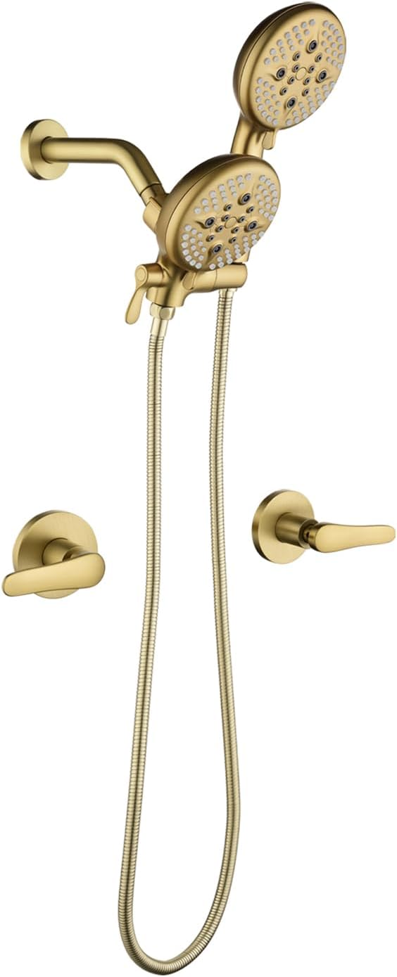 2 Handle Shower Faucet Shower System Complete 2 in 1 Shower Combo Set by SHAMANDA