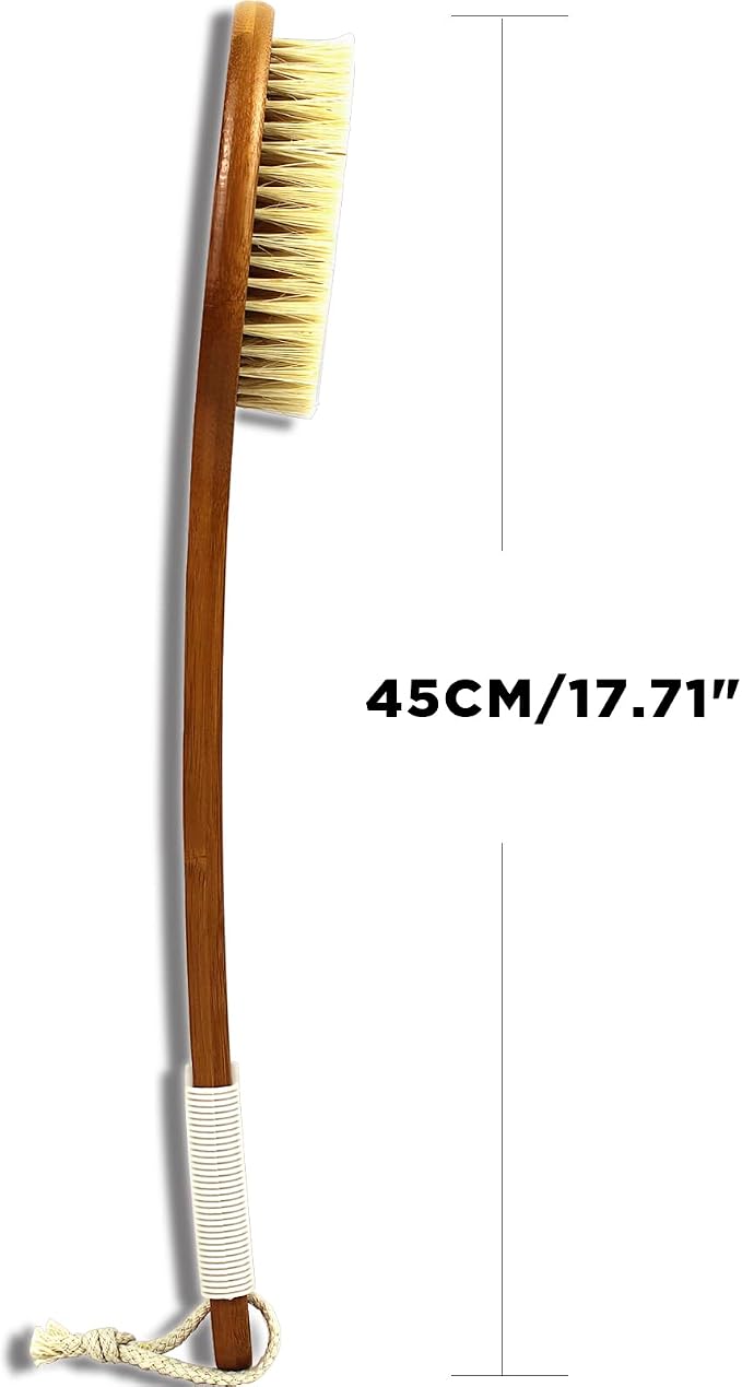 ICANdOIT-17.71Inch Natural Stiff Sisal Bristles Anti-Slip Long Handle Bath Brush - Image 4
