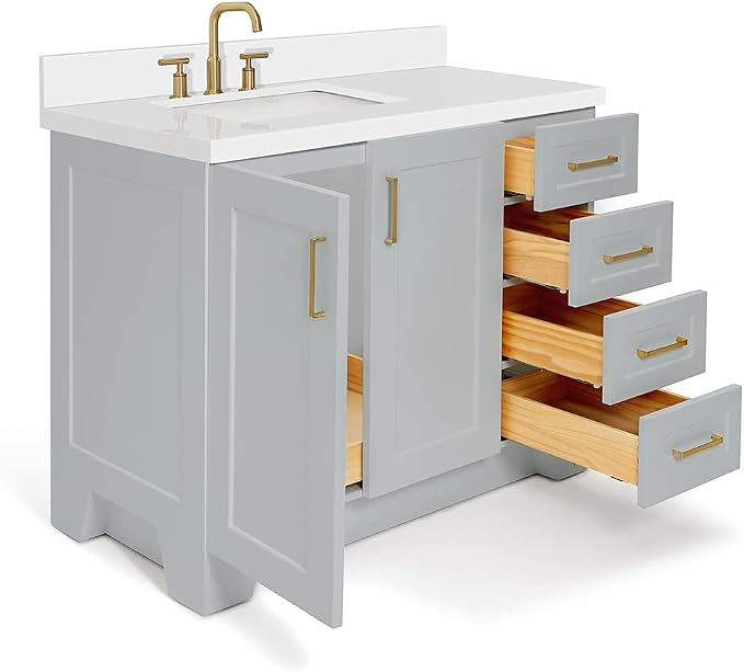 ARIEL Taylor 42 Inch Grey Bathroom Vanity - Image 7