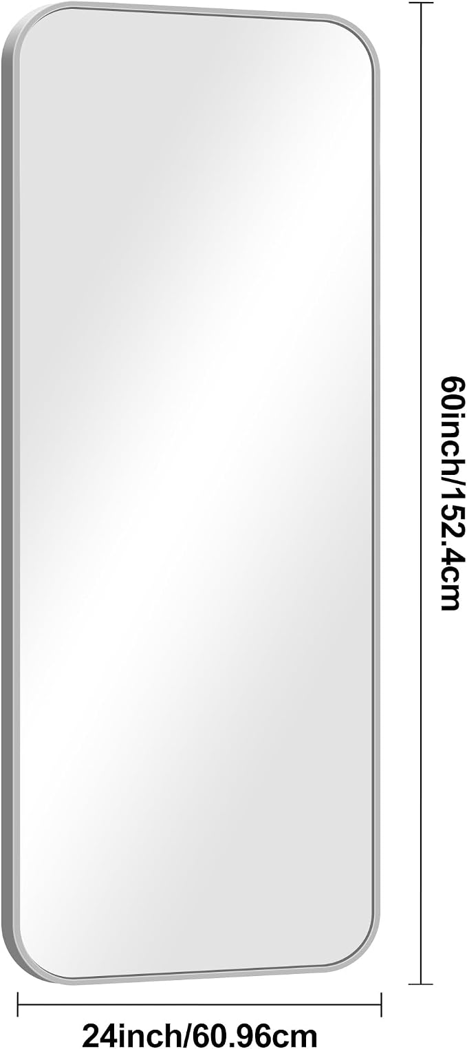 BONEWEI Silver Bathroom Mirror, 24x60 inch Wall Mirror - Image 7