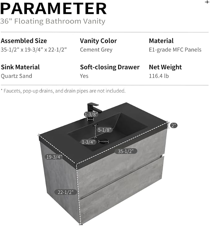 36" Floating Bathroom Vanity - Image 2