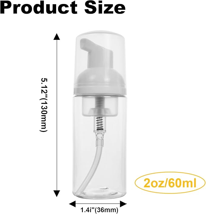 2oz Travel-Sized Foaming Pump Bottles, Refillable Travel Size Mousse Bottle - Image 2