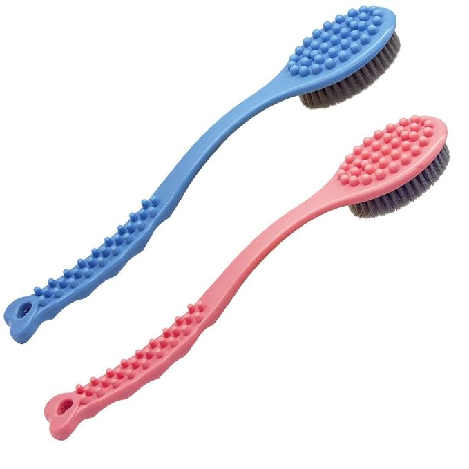 Long Handle Bath Brush for Shower-Soft & Comfortable Dry Skin Body Massage by QiCheng%26LYS