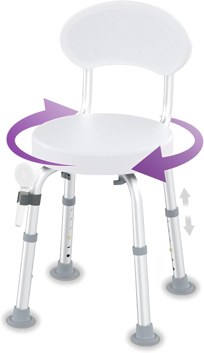Swivel Shower Chair, 360° Non-Slip Shower Seat by FVZZIN
