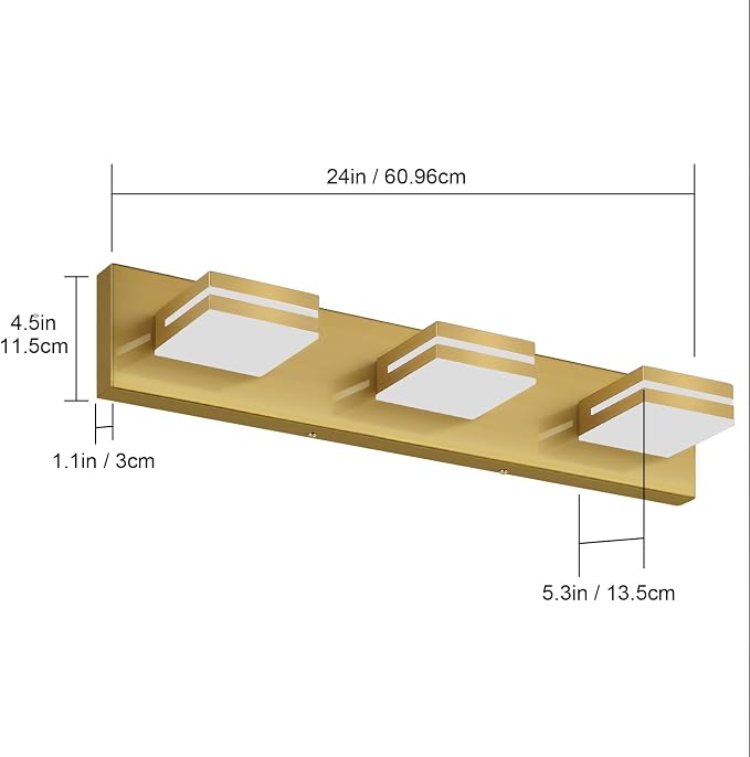 SineRise LED Modern Bathroom Vanity Light Fixtures, Brass Modern Acrylic - Image 5