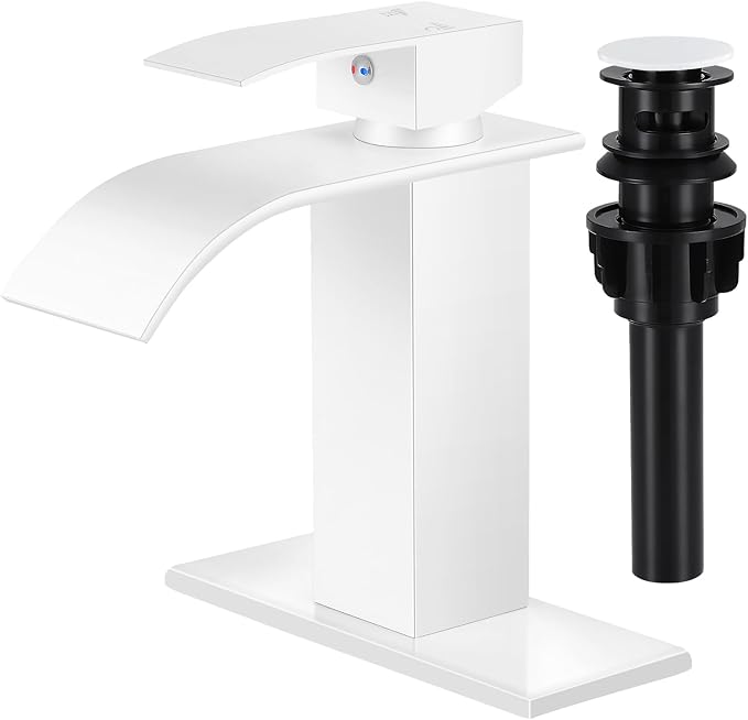 Bathroom Faucets White Waterfall Bathroom Sink Faucet Modern Single Handle by LUFG