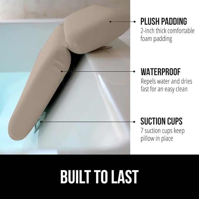 GORILLA GRIP Bath Pillow for Tub, Improved Suction Cups, Luxury Bathtub Pillows - Image 2