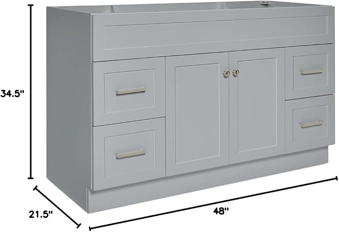 ARIEL 54" Inch Single Vanity Base Cabinet in Grey - Image 2