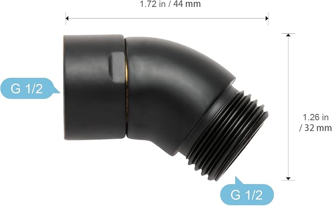 OFFO Shower Head Elbow Adapter, All Metal Handheld Shower Head Elbow Adapter - Image 2