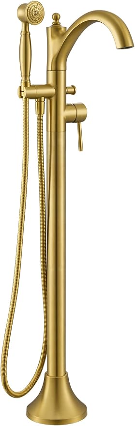 Free Standing Tub Faucet, Brushed Gold Classic Freestanding Bathtub Faucet by Wintap