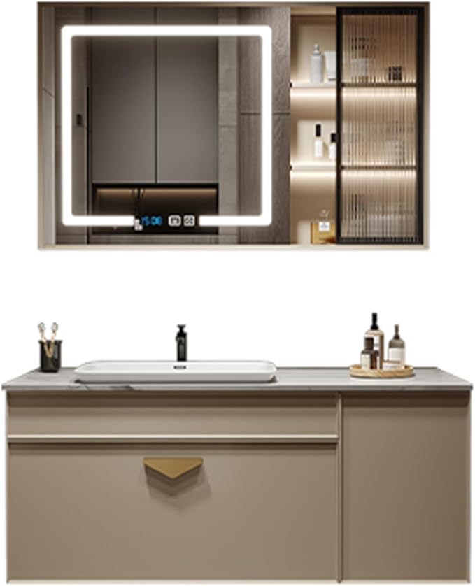 Bathroom Vanity with Sink - 32IN Floating Bathroom Vanity Include Smart LED by Genpai
