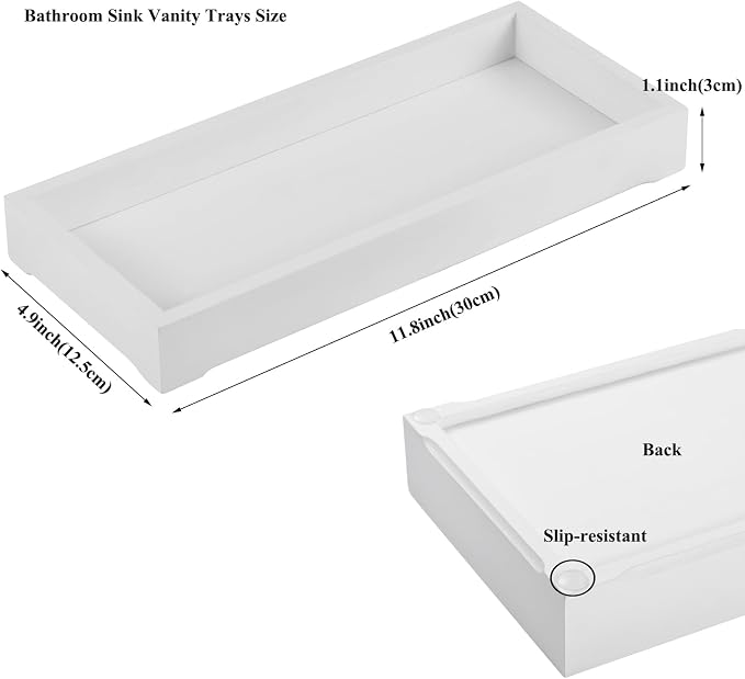 Natural Wooden Vanity Tray, Bathroom Decor Box, Wooden Bathroom Organizer - Image 2