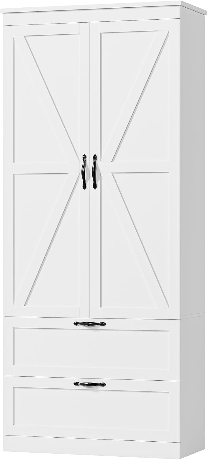 HOSTACK 70" Tall Kitchen Pantry Storage, Barn Doors Pantry Cabinet by HOSTACK