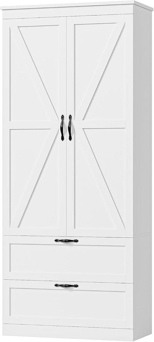 HOSTACK 70" Tall Kitchen Pantry Storage, Barn Doors Pantry Cabinet by HOSTACK