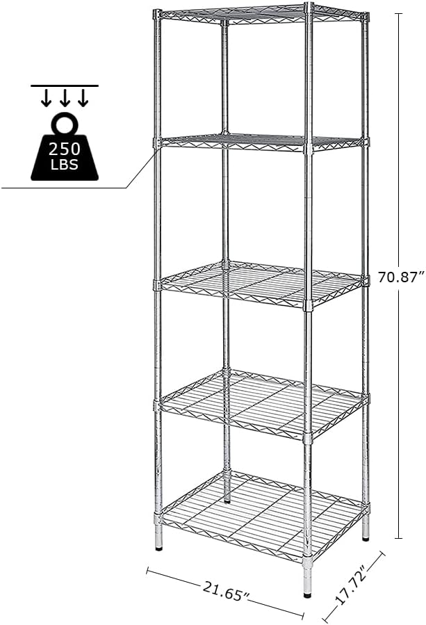 5 Tier Wire Shelving Unit, Height Adjustable Wire Shelves - Image 3