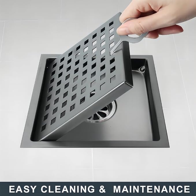6 Inch Square Shower Drain, SUS 304 Stainless Steel Shower Drain - Image 4