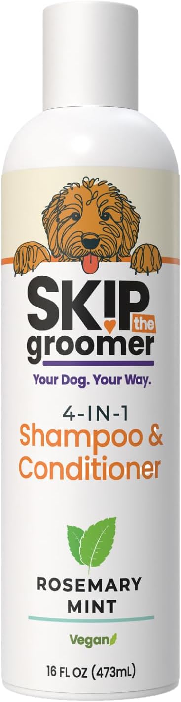 4-in-1 Dog Shampoo & Conditioner, Rosemary Mint, Conditions, Detangles & by SkiptheGroomer