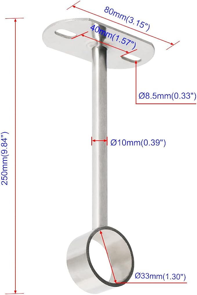 2Pcs ID32mm, Clothes Rail mounting Bracket, Shower Curtain Closet tie Rod - Image 2