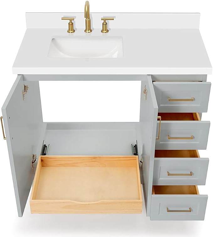 ARIEL Taylor 42 Inch Grey Bathroom Vanity - Image 4