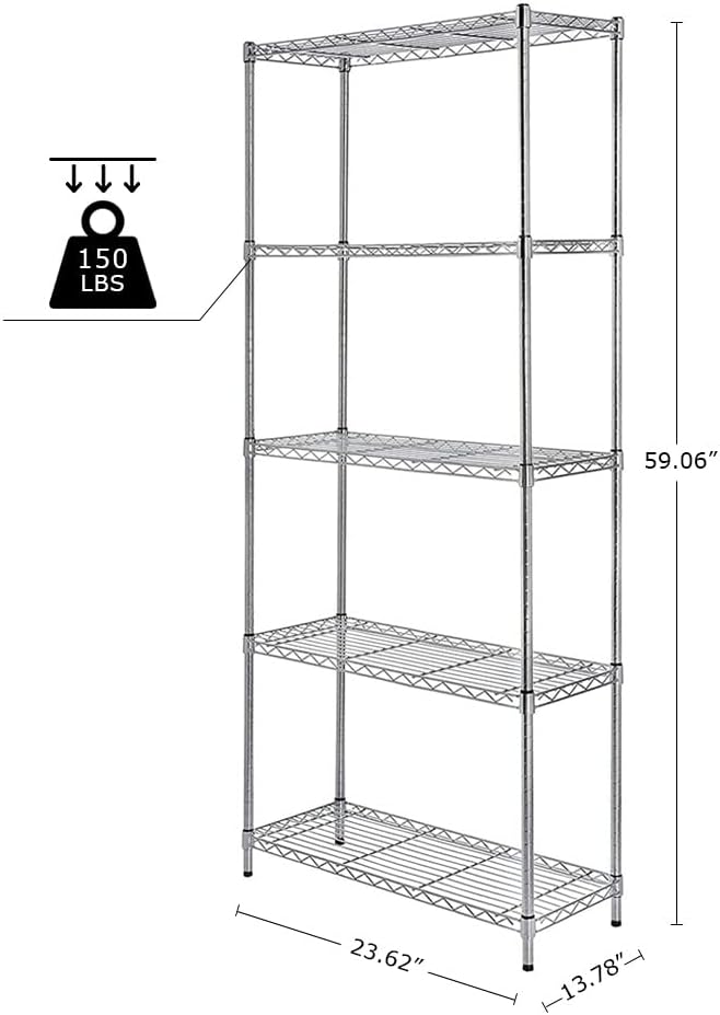 5 Tier Wire Shelving Unit with NSF Certified, Adjustable Wire Shelves with 750 - Image 3