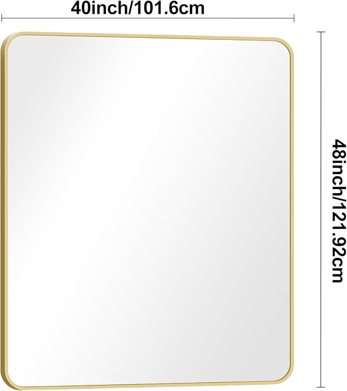 BONEWEI Gold Bathroom Mirror, 40x48 inch Wall Mirror - Image 7